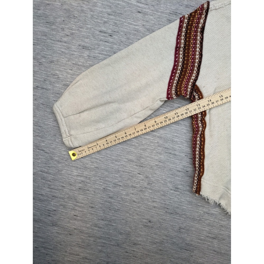 Free‎ People Pullover cropped Top Textured Knit Bohemian SMALL Oversized Raw Hem - Picture 6 of 9